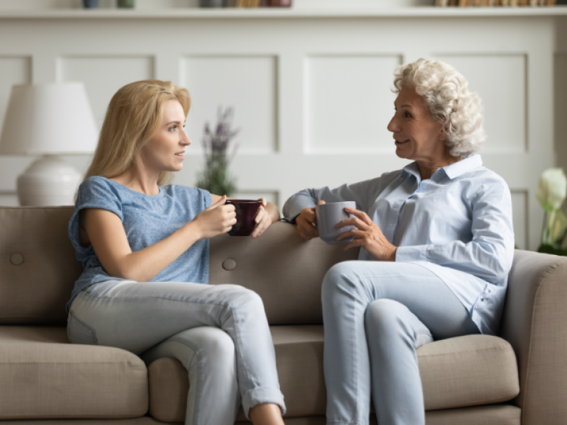 mother and daughter talking